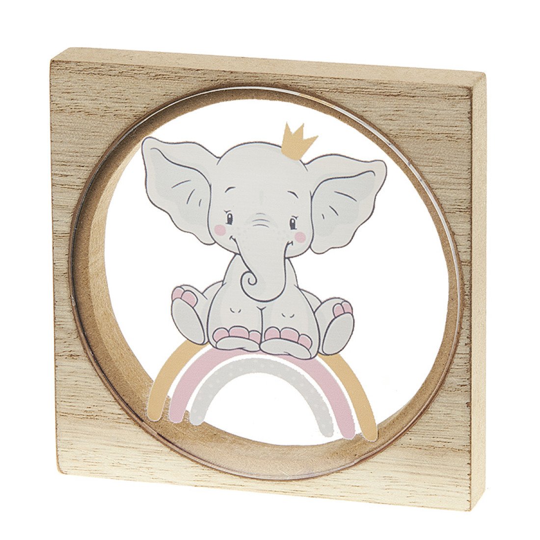 Ξύλινη κορνίζα και πλέξι ελεφαντάκι ουράνιο τόξο