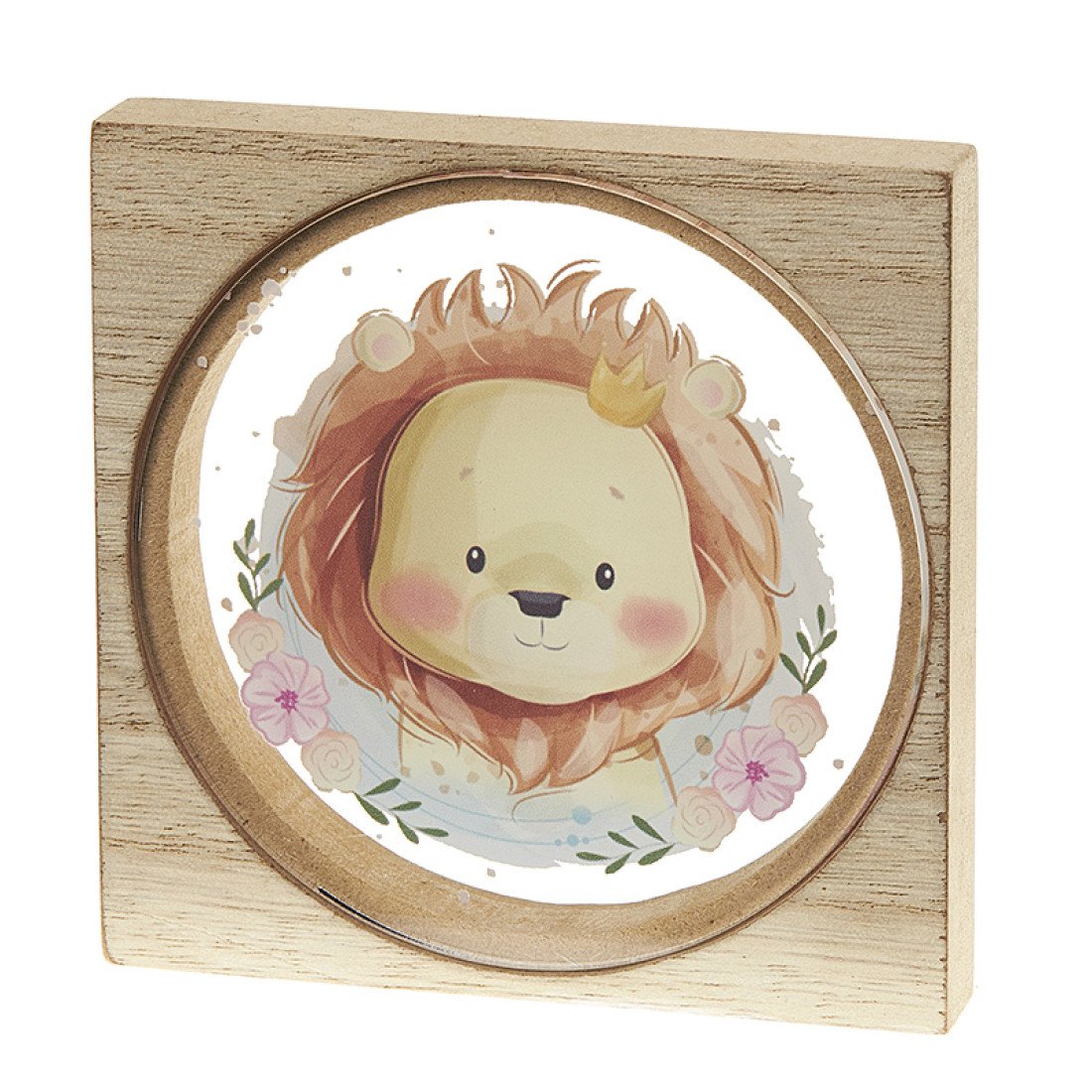 Ξύλινη κορνίζα και πλέξι λιονταράκι 