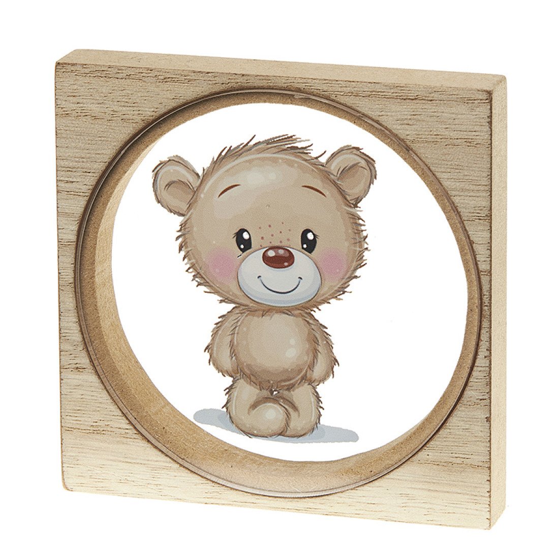 Ξύλινη κορνίζα και πλέξι αρκουδάκι