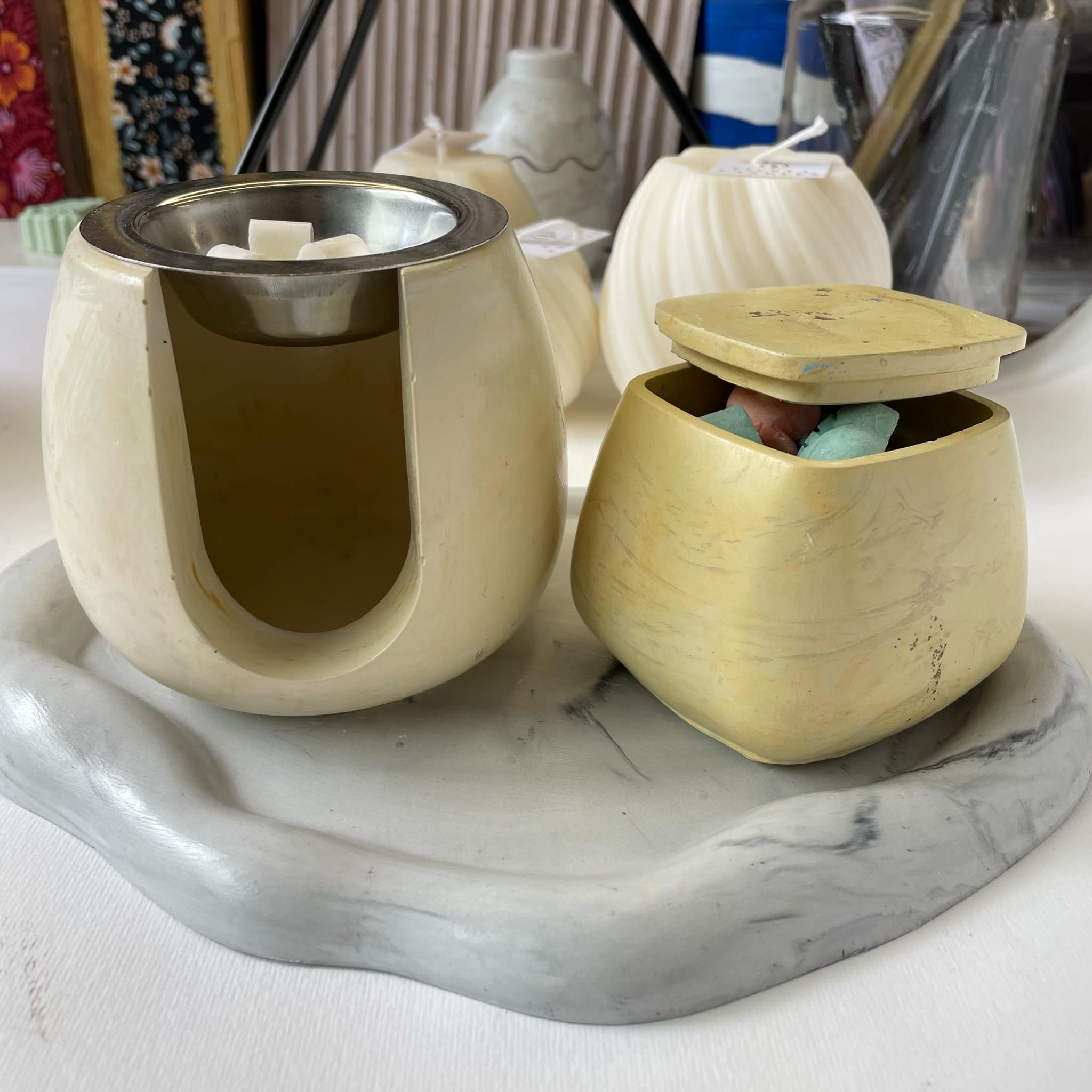 Κεραμικός καυστήρας με πιατάκι κίτρινο