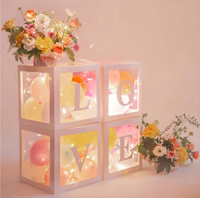 Balloon Love box λευκό | 4 τεμάχια