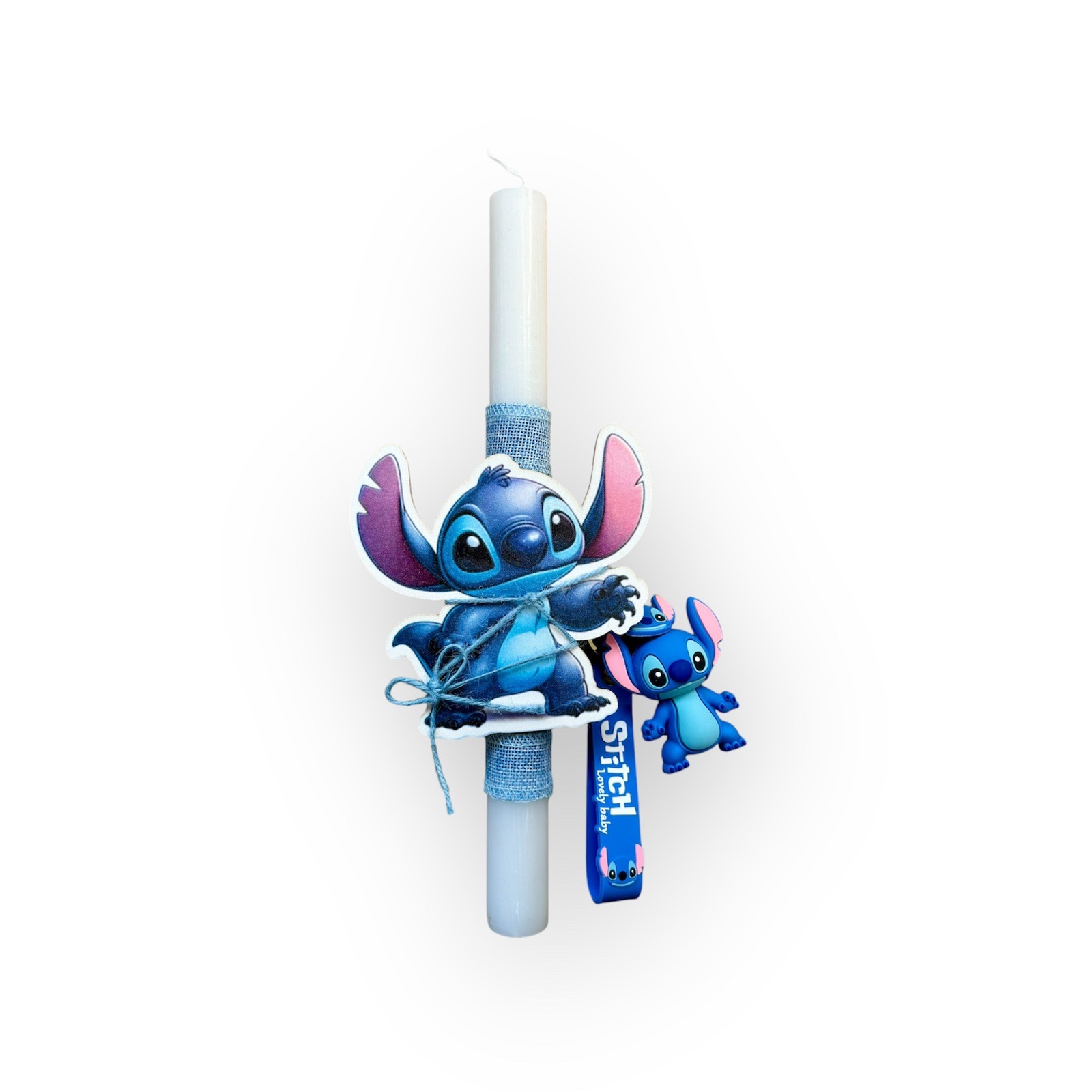 Αρωματική Λαμπάδα Stitch με διακόσμηση και μπρελόκ
