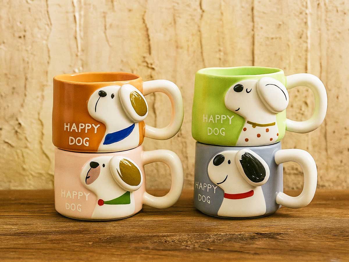Κεραμικές κούπες Happy Dog 400ml