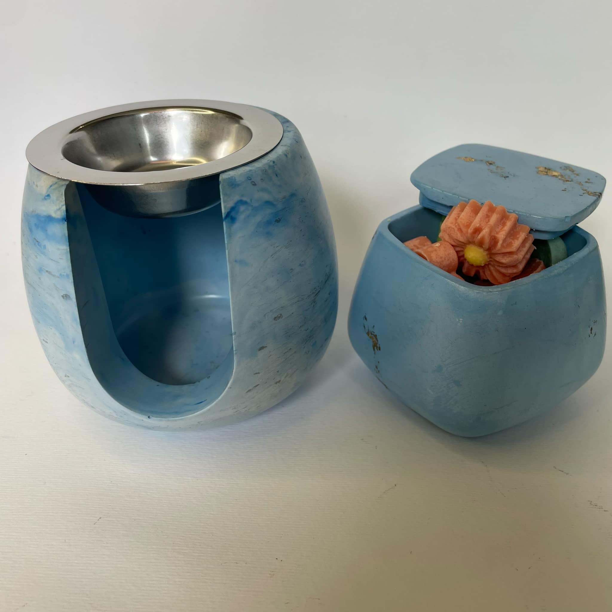 Κεραμικός καυστήρας με πιατάκι γαλάζιο