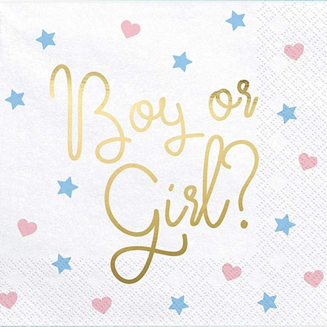 Χαρτοπετσέτες Gender Reveal ''Boy or Girl'' (20 τεμ.)