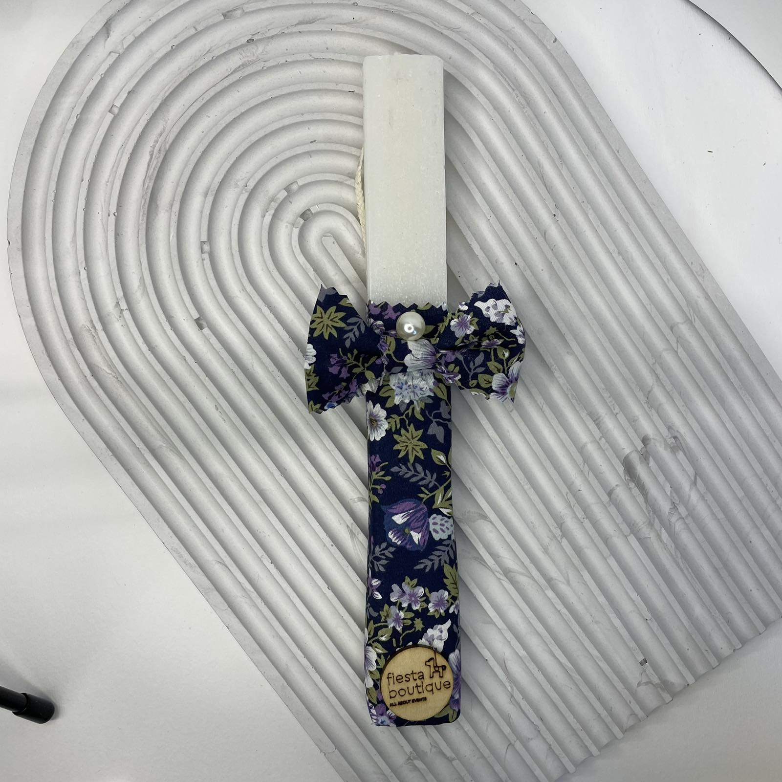 Λαμπάδες με ύφασμα girly Άσπρη