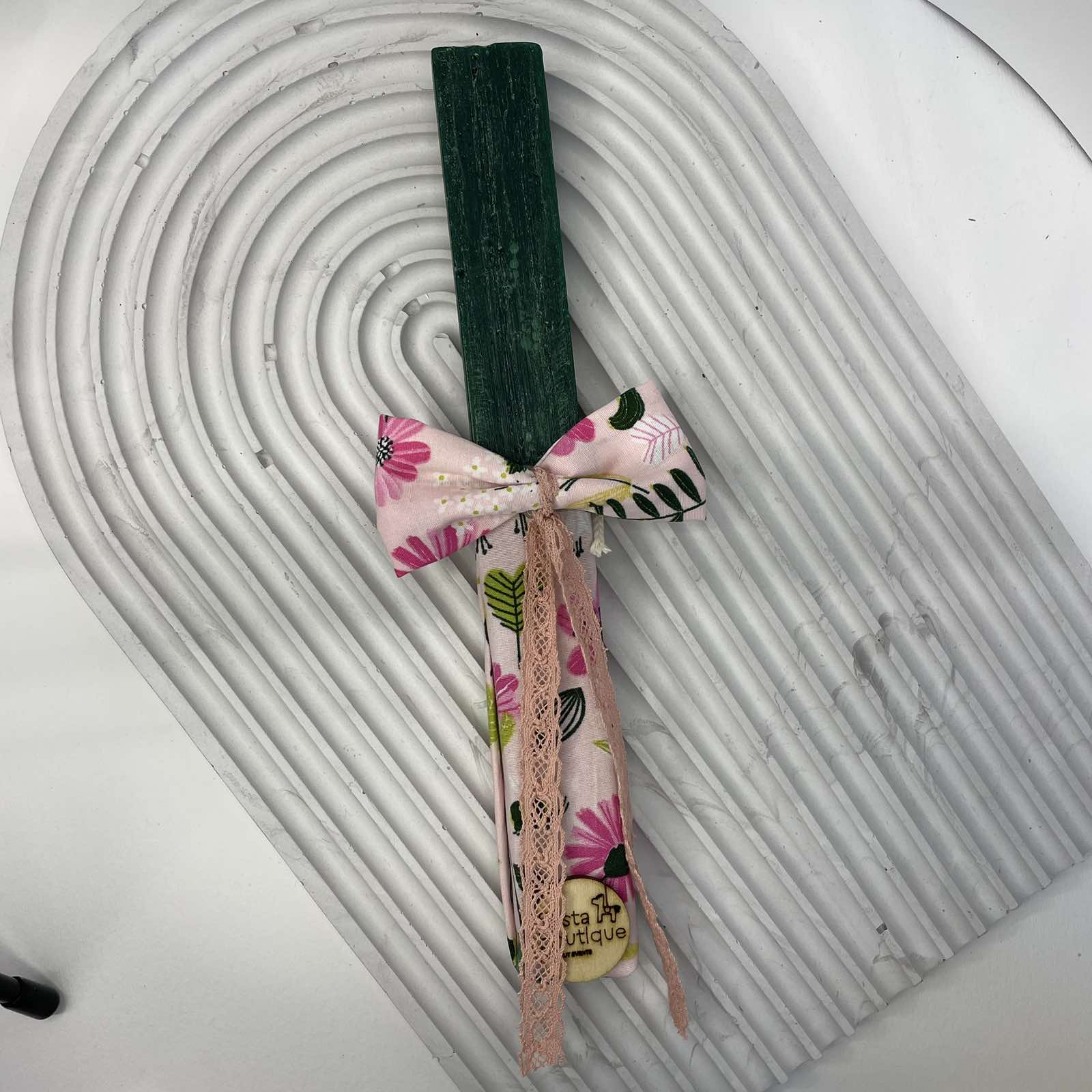 Λαμπάδες με ύφασμα girly Πράσινη