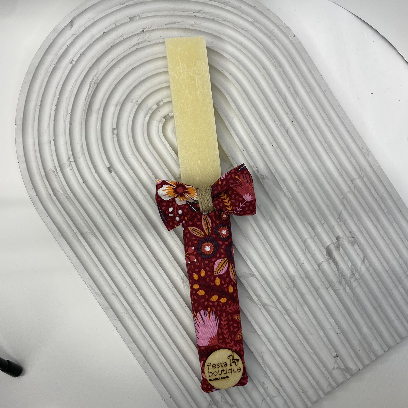 Λαμπάδες με ύφασμα girly Εκρού