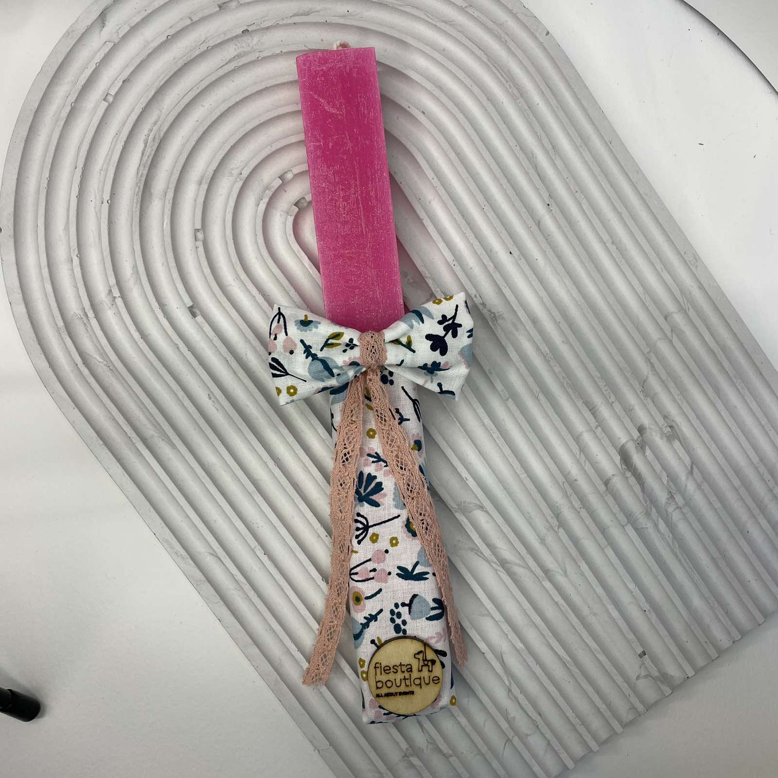 Λαμπάδες με ύφασμα girly Ρόζ