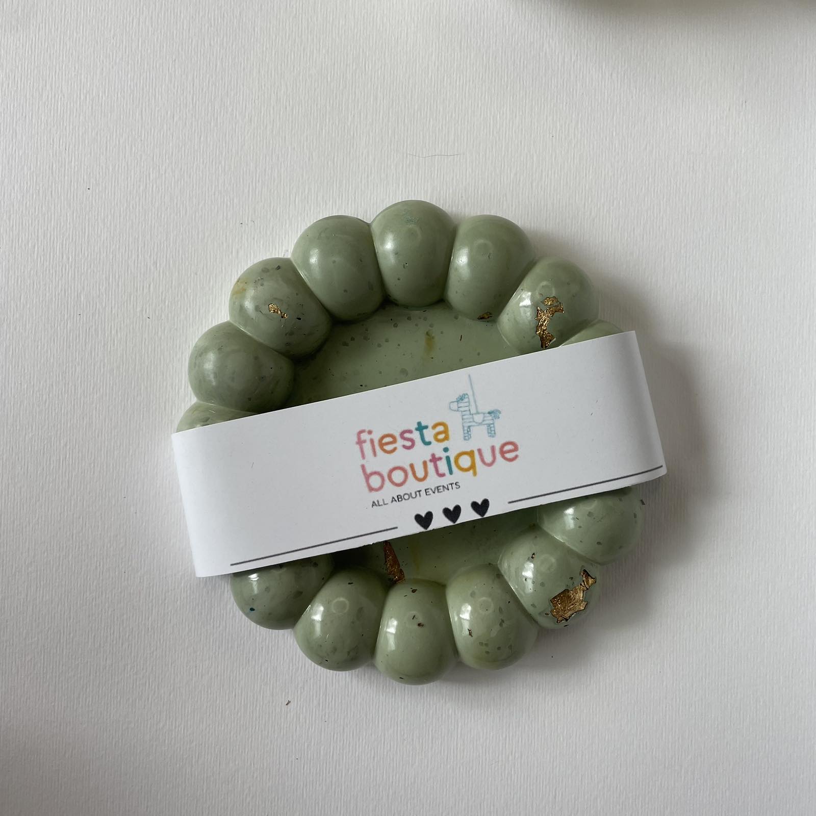 Διακοσμητικός δίσκος στρόγγυλος- Bubble φυστικί με φύλλα χρυσού