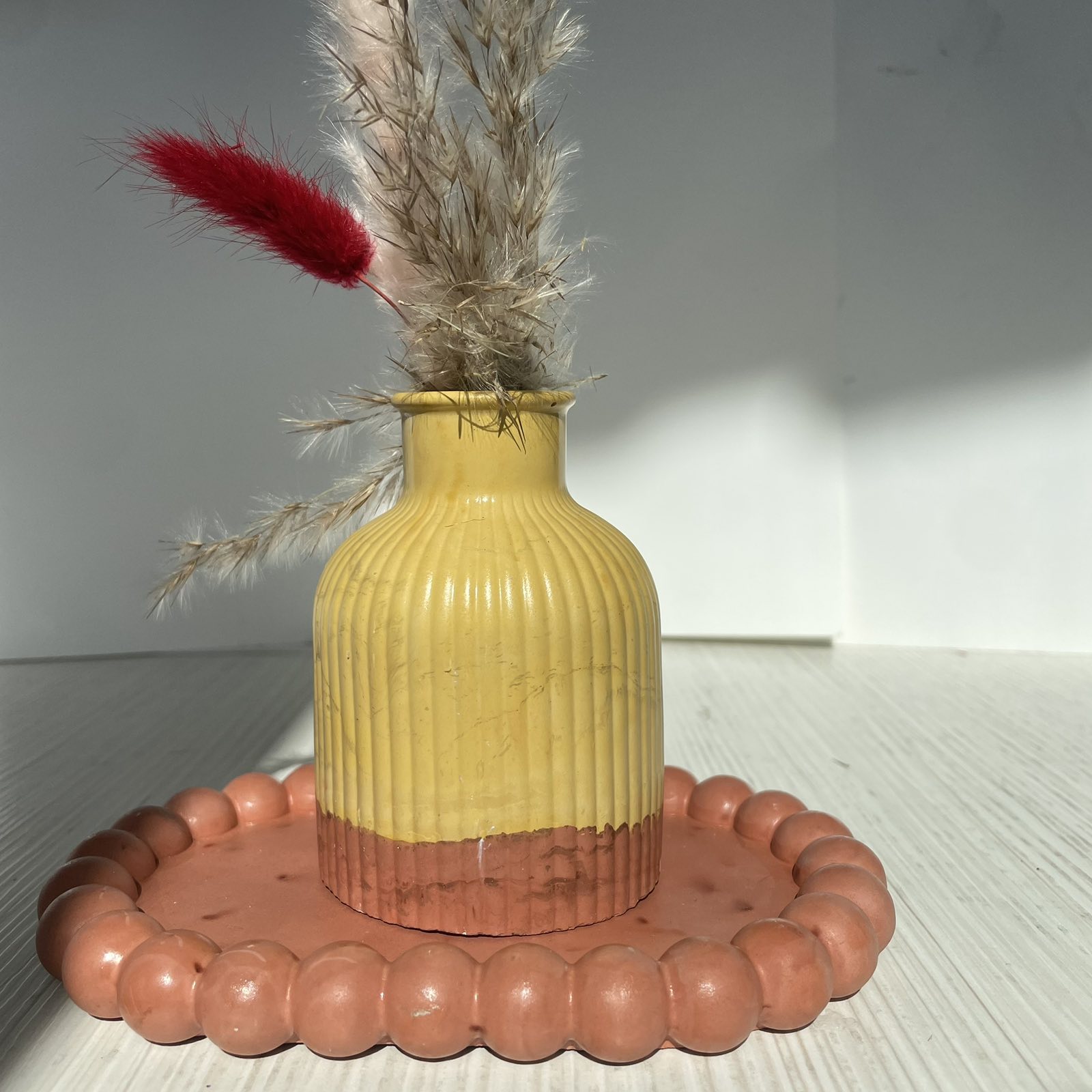 Βαζάκι ριγέ μουσταρδί