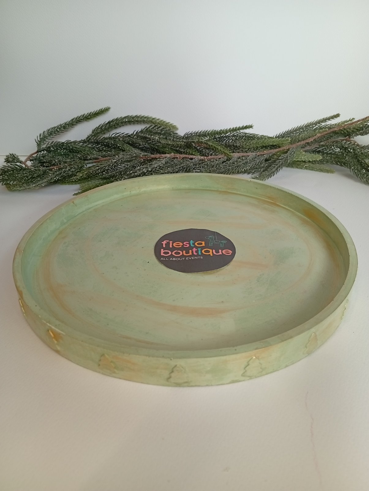 Χειροποίητος Χριστουγεννιάτικος Δίσκος Διακόσμησης χρώμα Μέντα