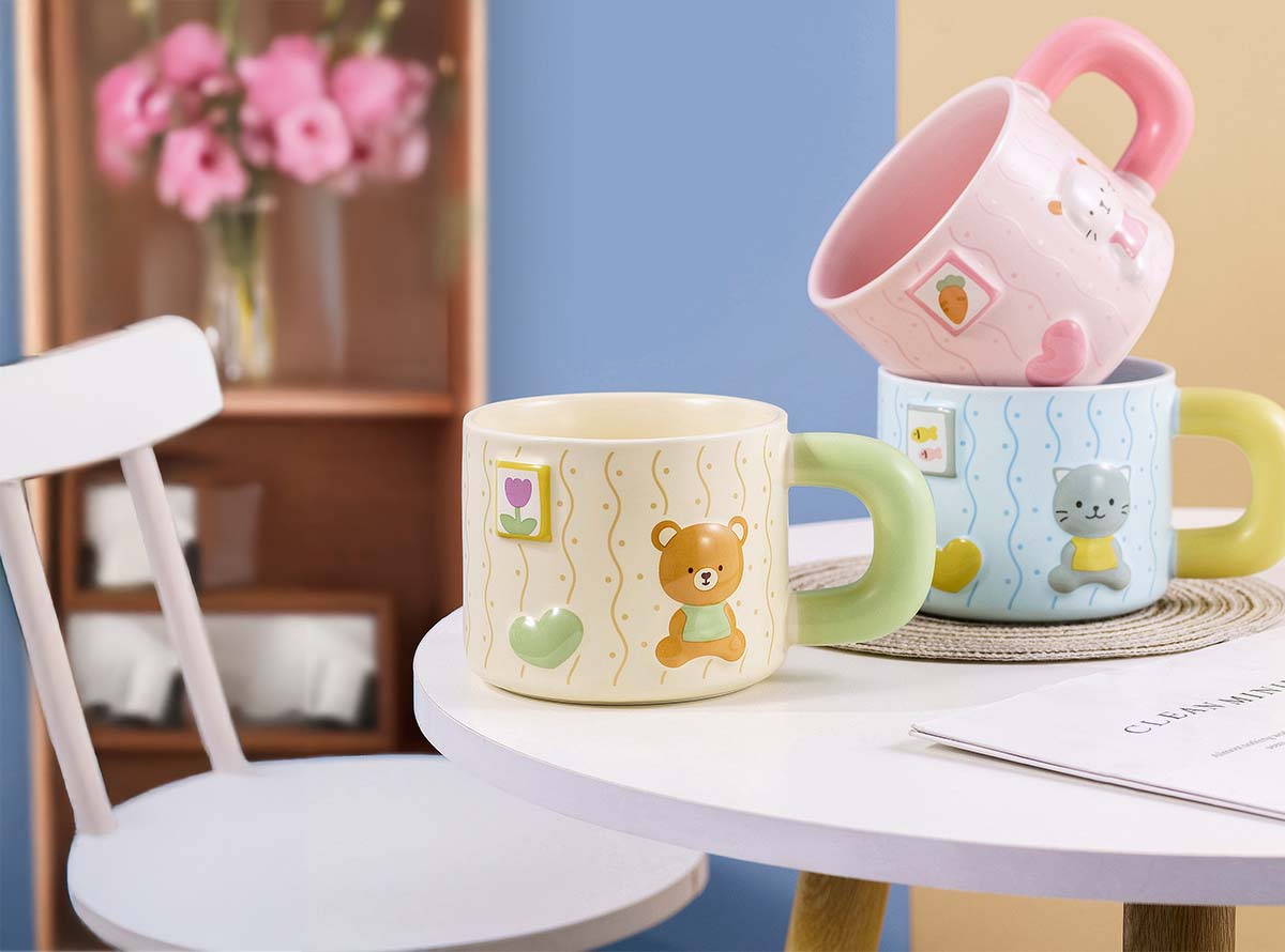 Κούπες ανάγλυφες ζωάκια με χοντρή λαβή