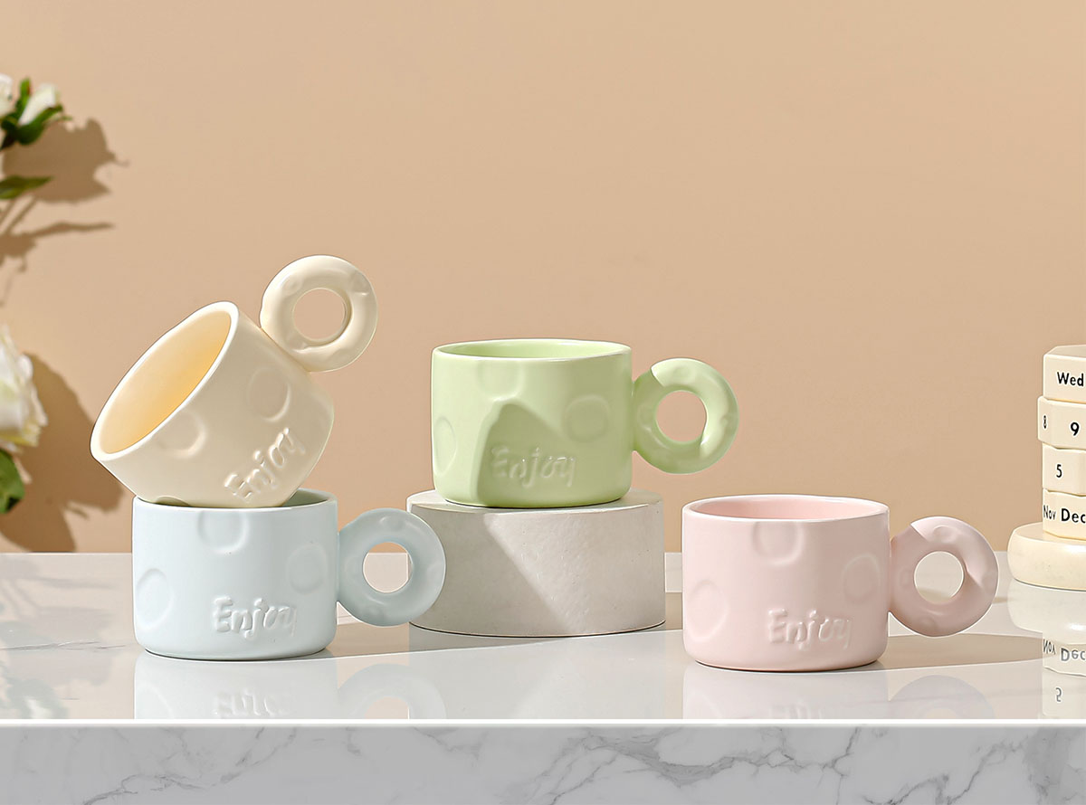 Κούπες χρωματιστές enjoy ανάγλυφες γαλάζιο