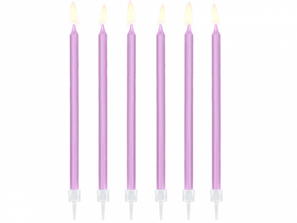  Ψηλά Κεράκια τούρτας Λιλά (12 τεμ)