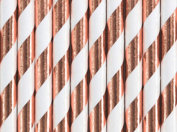 Χάρτινα Ριγέ Καλαμάκια Rose Gold (10 τεμ.)