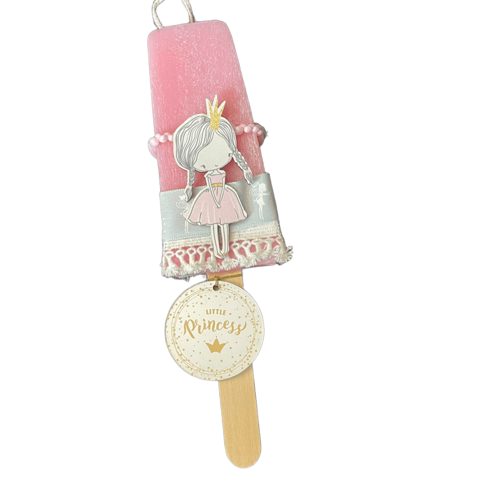 Λαμπάδα παγωτό ροζ πριγκίπισσα