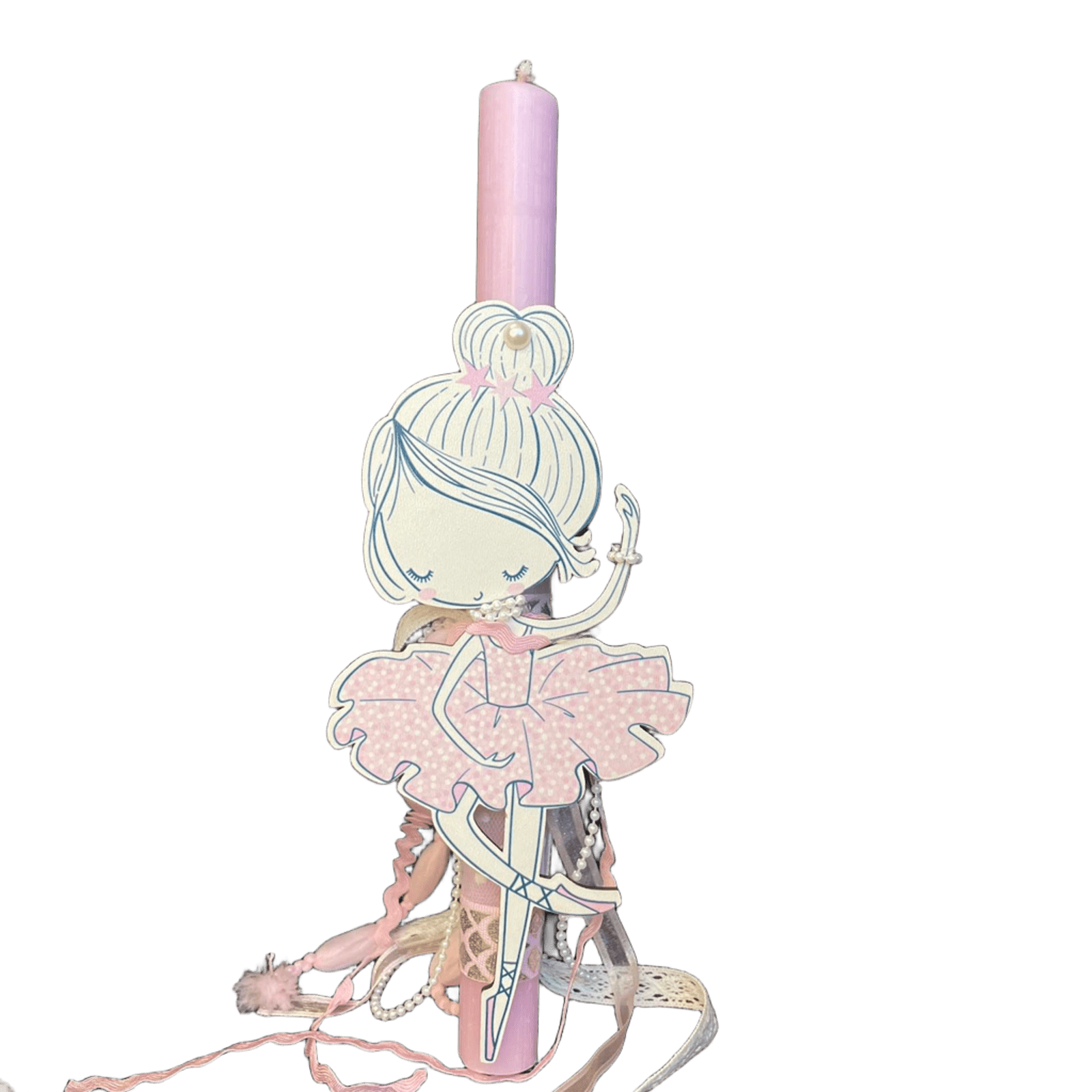Λαμπάδα ροζ μπαλαρίνα μαγνητάκι