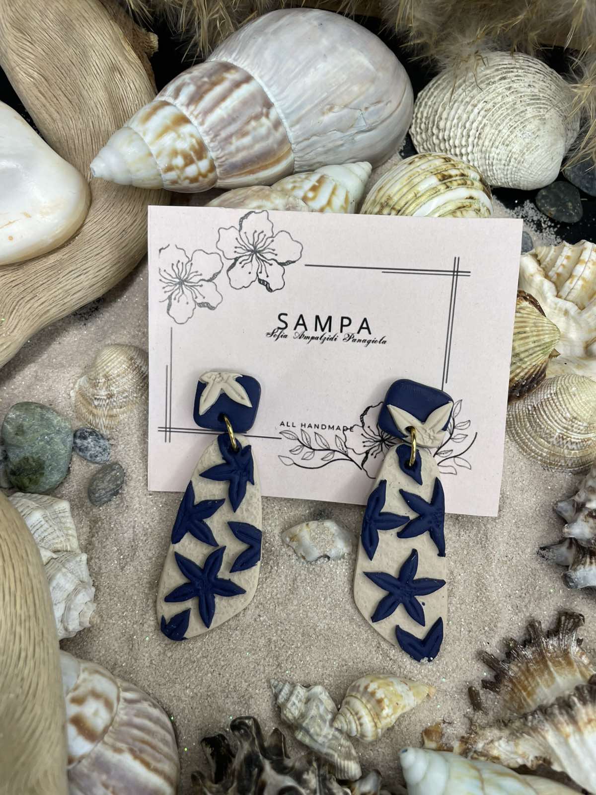 Χειροποίητα Κρεμαστά Σκουλαρίκια Αστερίες