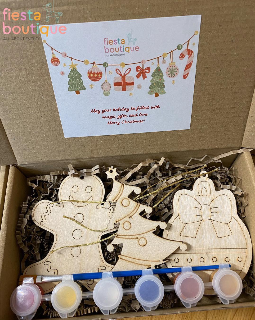  Χριστουγεννιάτικο ξύλινο σετ ζωγραφικής 3 τεμαχίων  τέμπερες