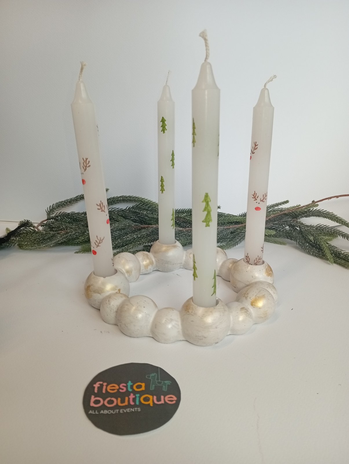 Κηροπήγιο Bubble με υποδοχή για τέσσερα κεριά Λευκό-Χρυσό