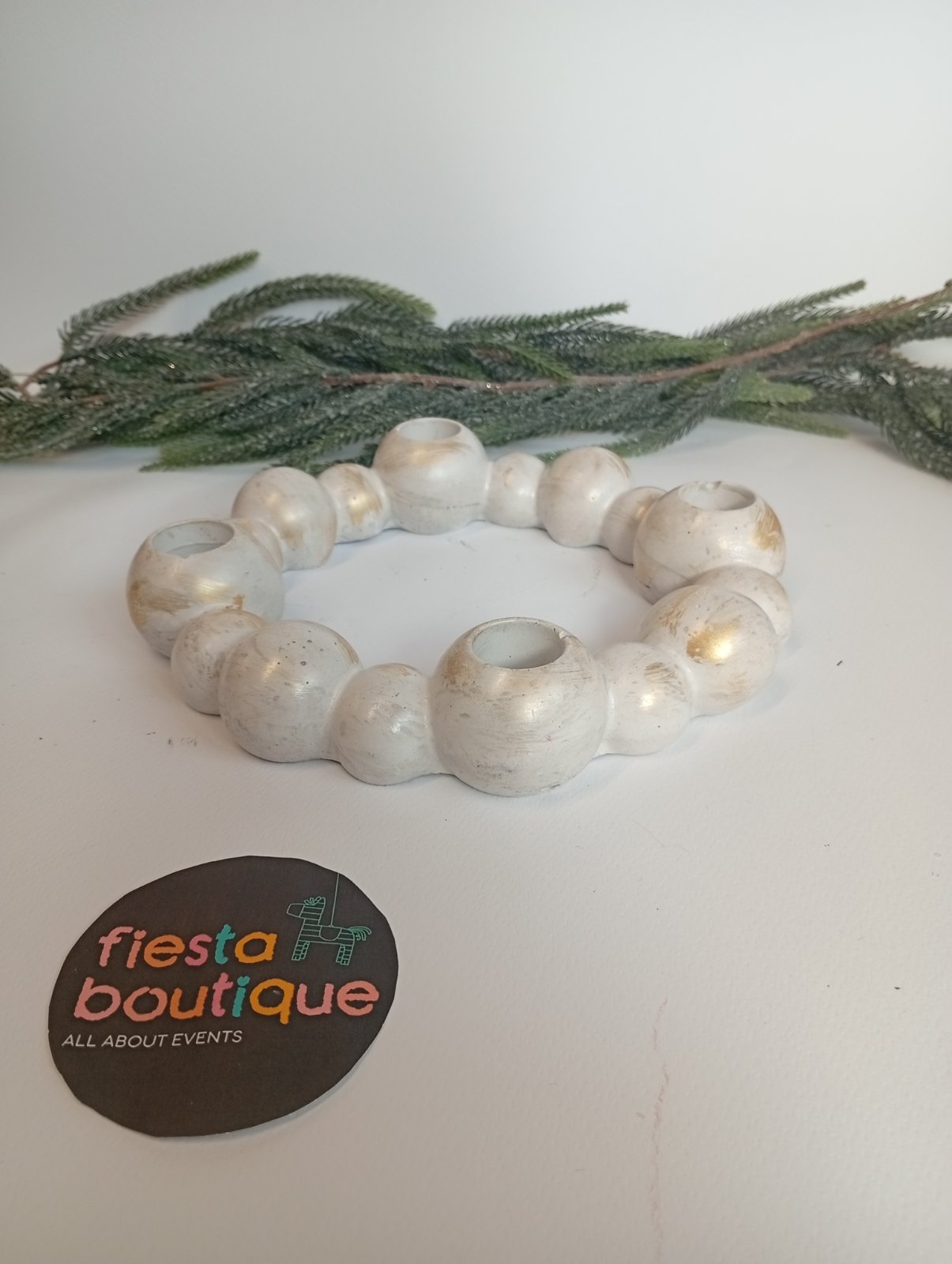 Κηροπήγιο Bubble με υποδοχή για τέσσερα κεριά Λευκό-Χρυσό