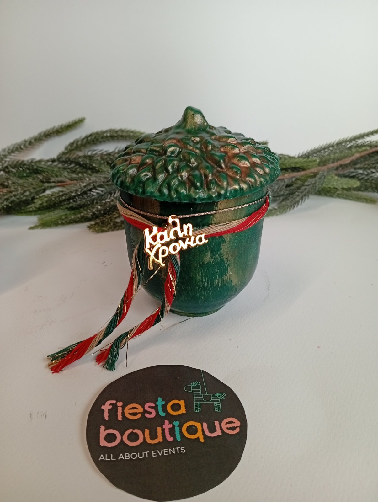 Χειροποίητο Γούρι σε σχήμα Βελανίδι Πράσινο