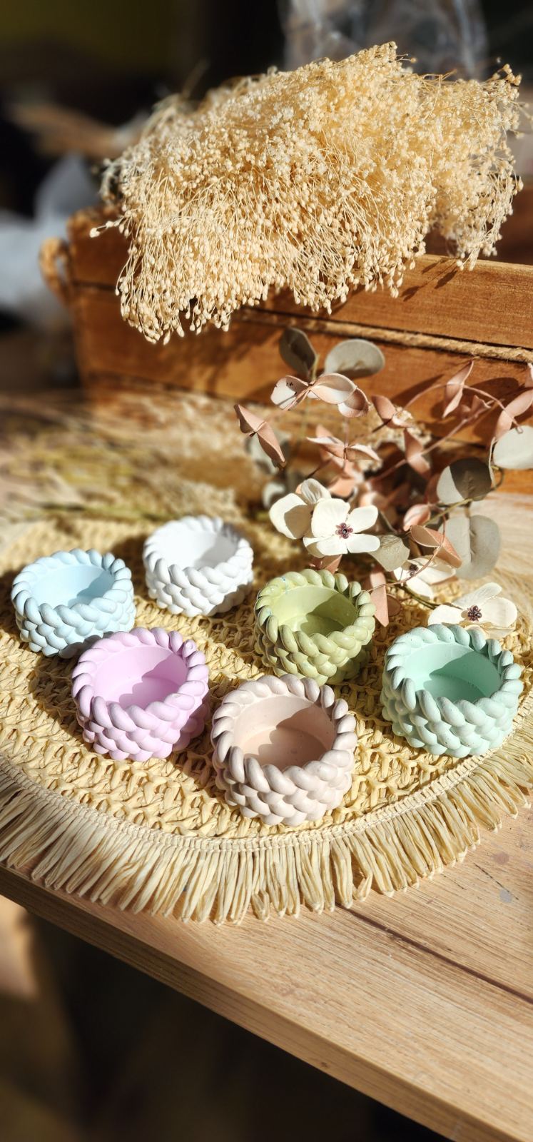 Χειροποίητη κεραμική Μπομπονιέρα πλεξούδα