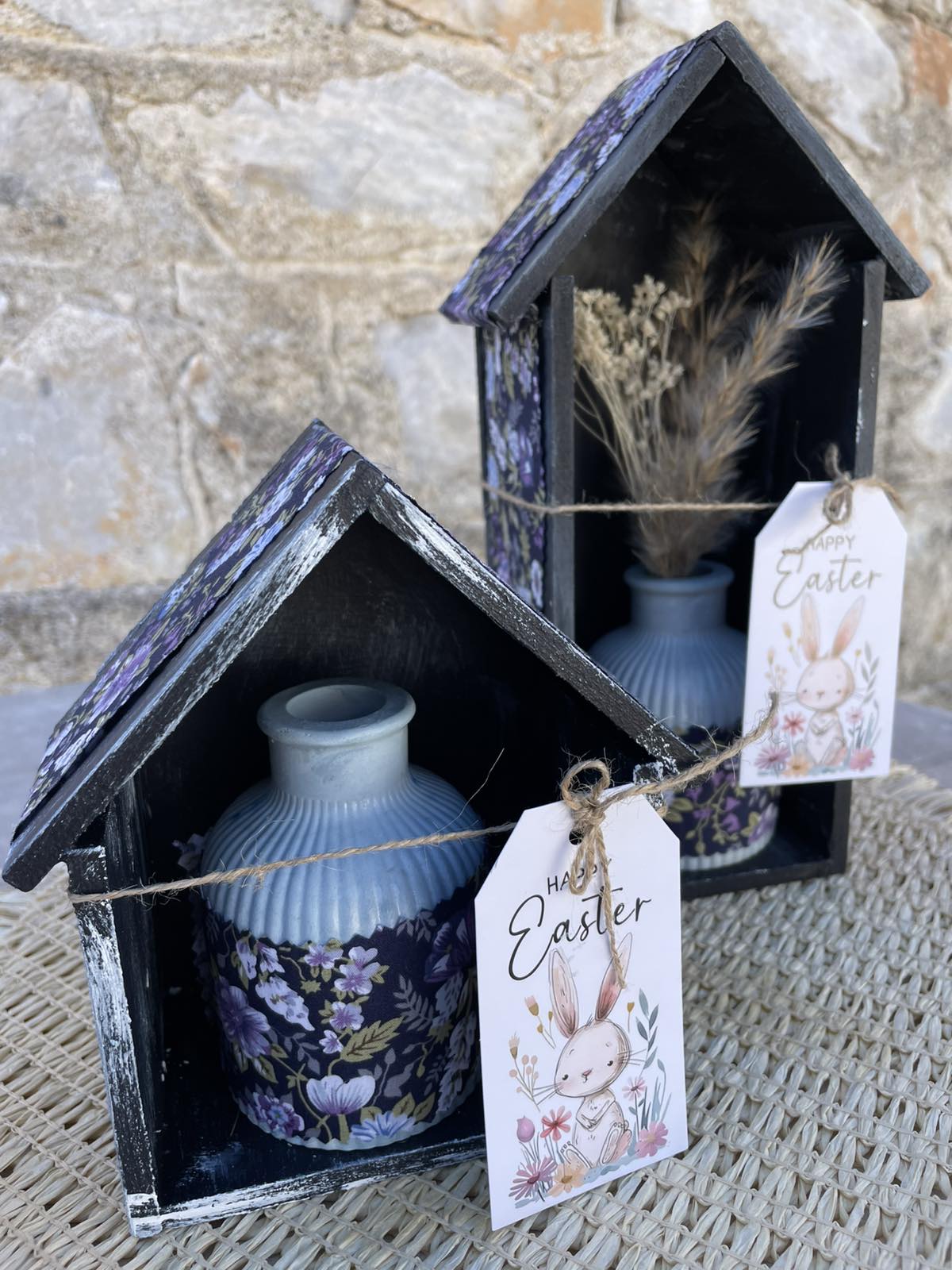 Χειροποίητο Πασχαλινό Σπιτάκι με Boho Βάζο & Pampas Grass