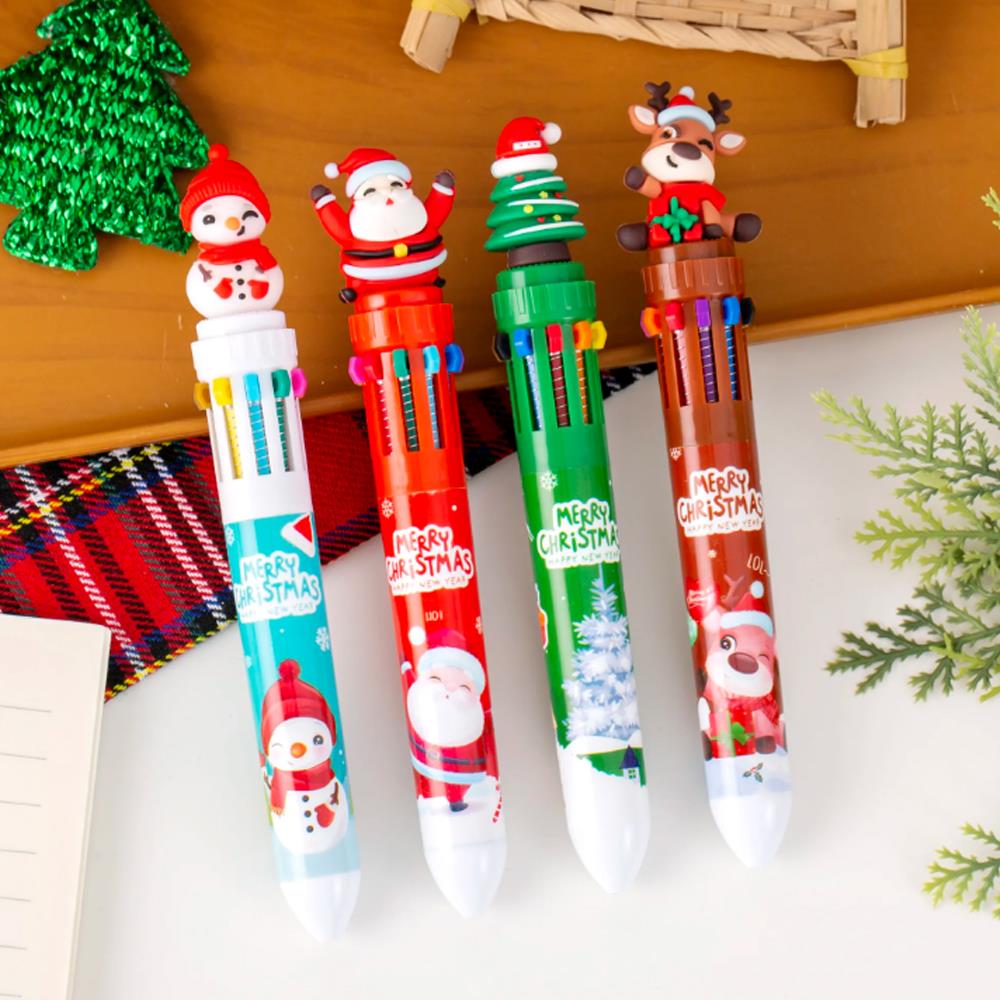 Χριστουγεννιάτικο στυλό 10 χρωμάτων σετ 4 τμχ